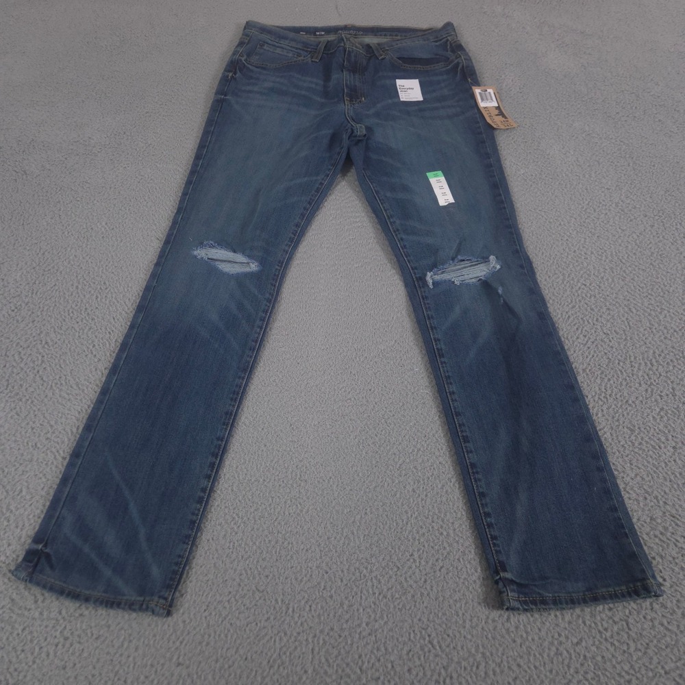 Sonoma Jeans Mens 34x34 Blue Slim Everyday Jean Distressed Dark Wash Denim NEW